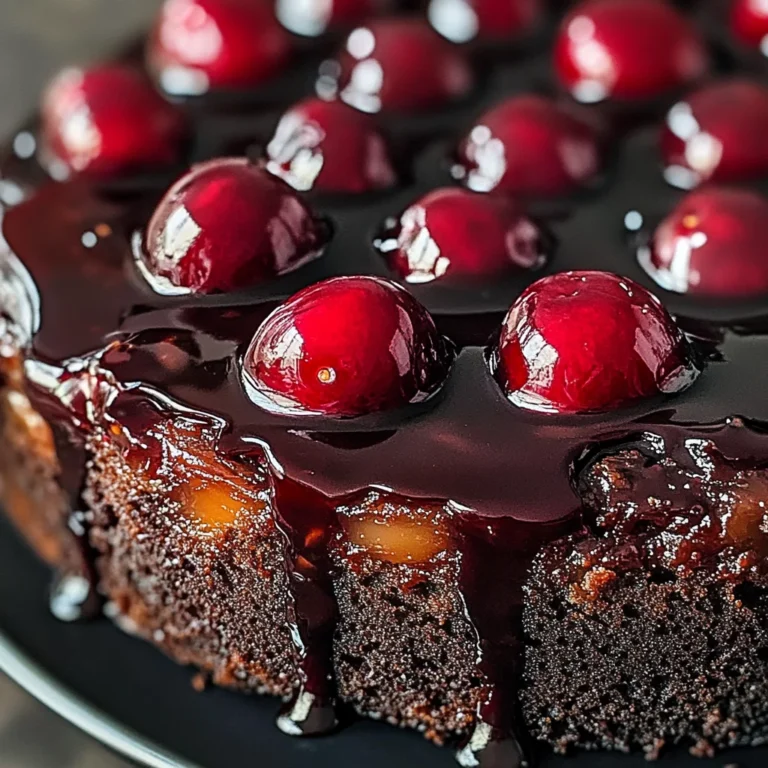 Chocolate Cherry Upside Down Cake 🍒🍫