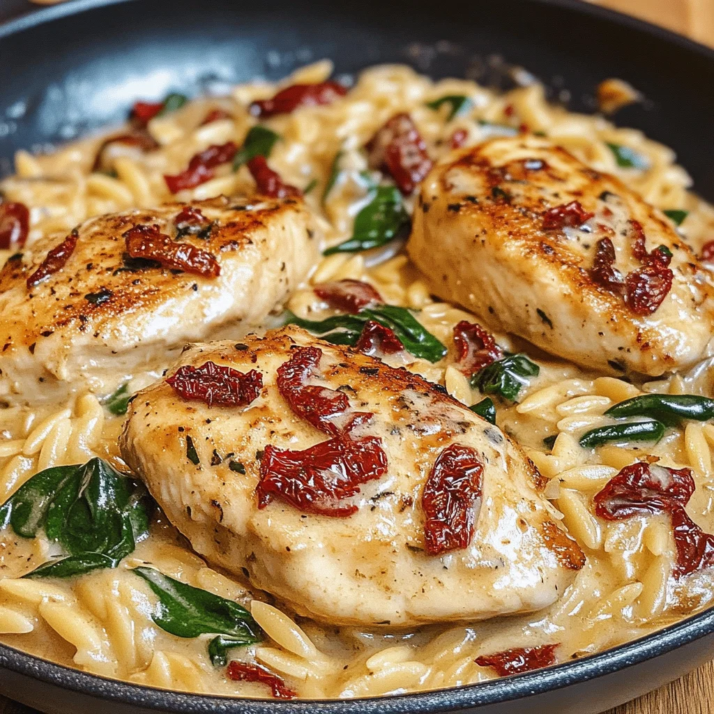 Creamy Tuscan Chicken with Orzo