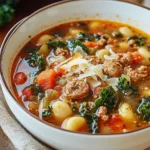 Italian Vegetable Soup with Spicy Sausage