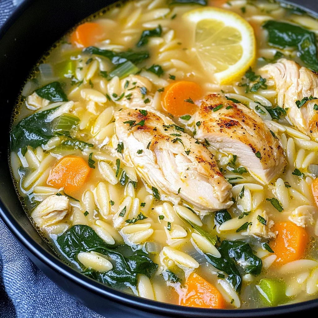 Lemon Chicken Orzo Soup