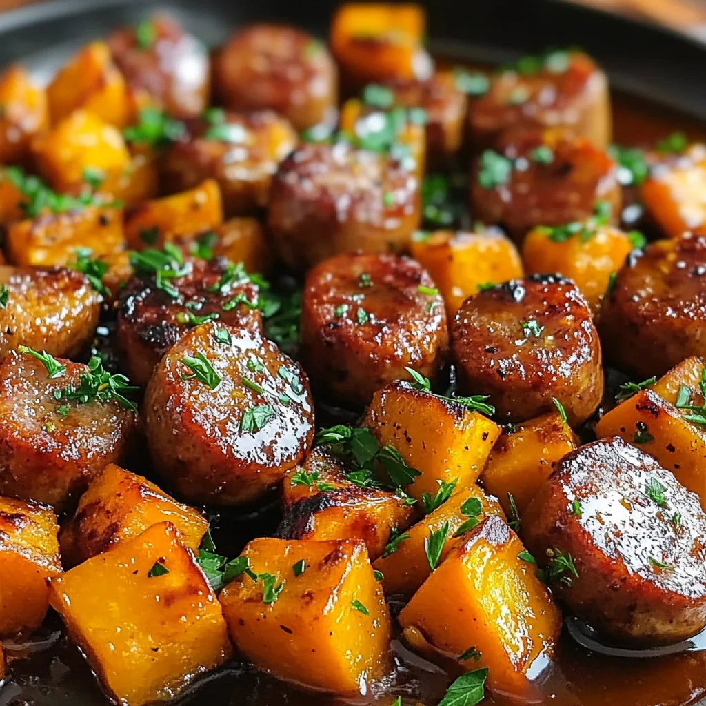 Sausage and Sweet Potatoes with Honey Garlic Sauce