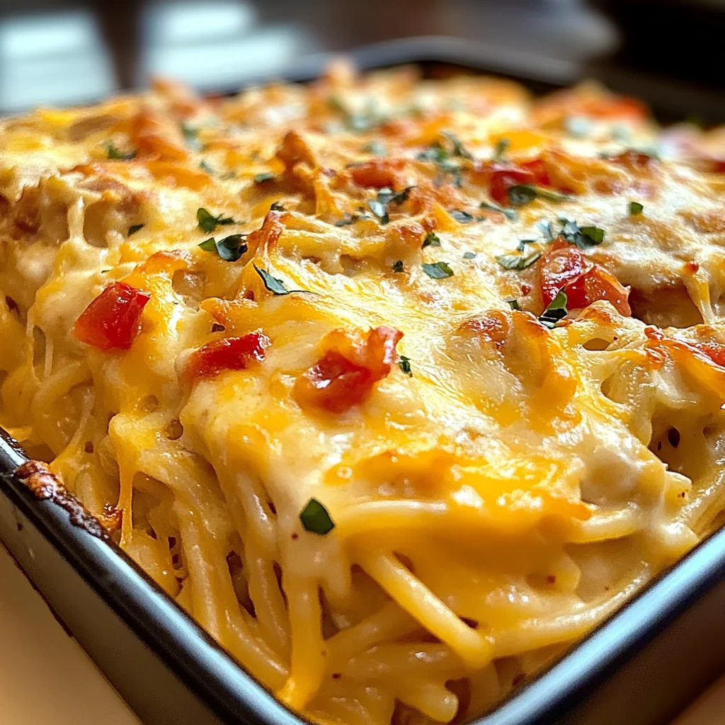 Spicy Southern Cheesy Chicken Spaghetti Casserole