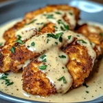Crispy Parmesan Chicken with a Rich Garlic Sauce - Easy Dinner Idea