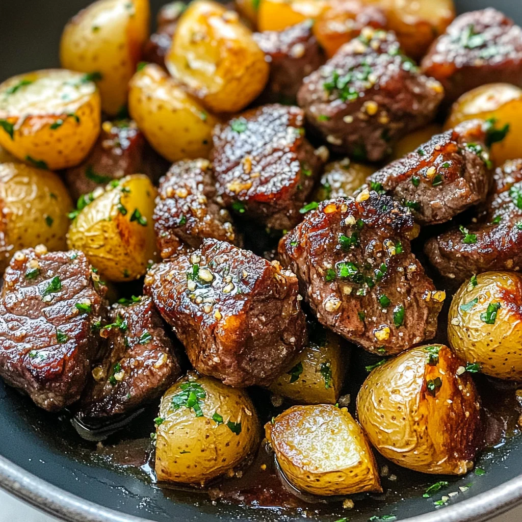 Garlic Steak Bites and Potatoes