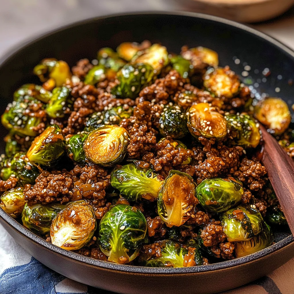 Ground Beef and Brussels Sprouts