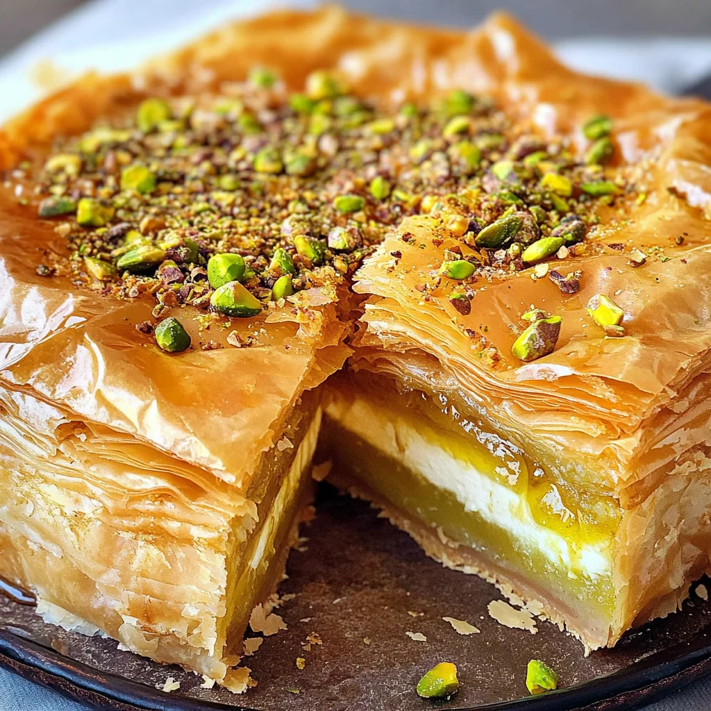 Honey Pistachio Baklava Cheesecake