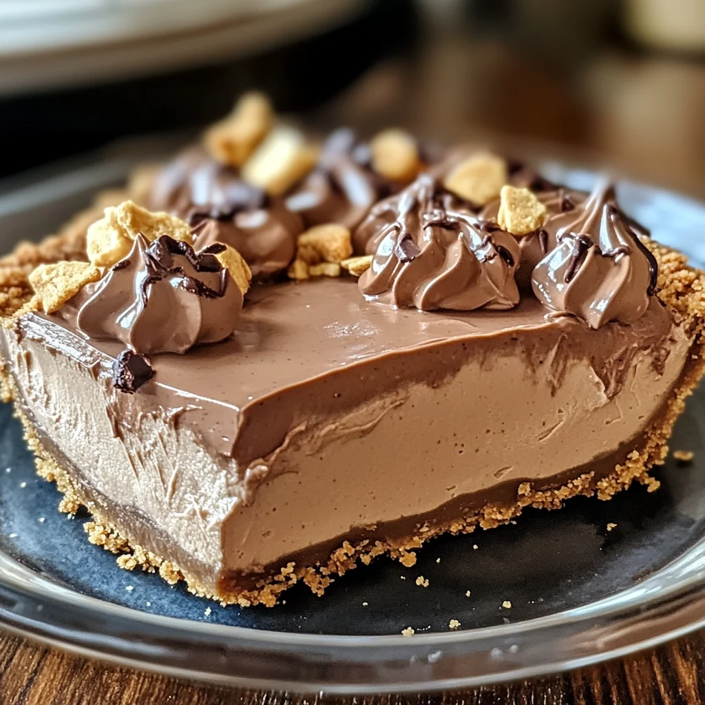 No-Bake Cream Cheese Peanut Butter Pie with Chocolate Whipped Cream