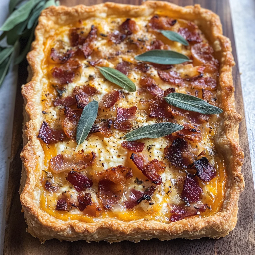 Pumpkin, Ricotta & Caramelized Onion Tart with Bacon and Sage