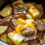 Slow Cooker Steak and Cheddar Potato Casserole
