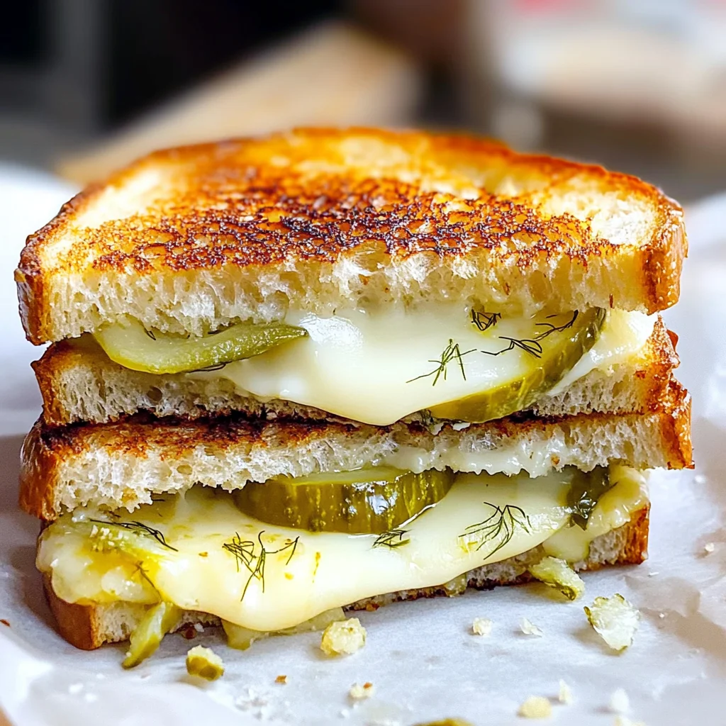 Crispy Dill Pickle Grilled Cheese Sandwich - theamazingfood