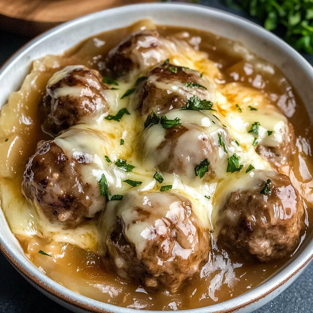 Crock Pot French Onion Meatballs