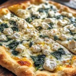 Greek Roasted Garlic Spinach White Pizza