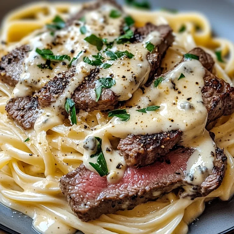 Savory Steak Gorgonzola Alfredo with Creamy Parmesan Sauce