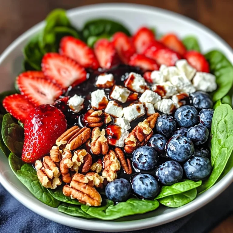Berry Spinach Salad with Pecans, Feta, and Balsamic Glaze