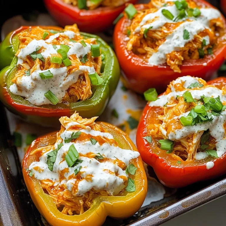 Buffalo Chicken Stuffed Peppers - Dairy Free & Low Carb