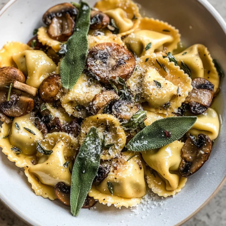 Cheese Tortellini with Butter, Mushrooms, and Crispy Sage