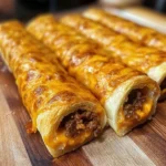 Cheesy Taco Stuffed Breadsticks with Taco Filling