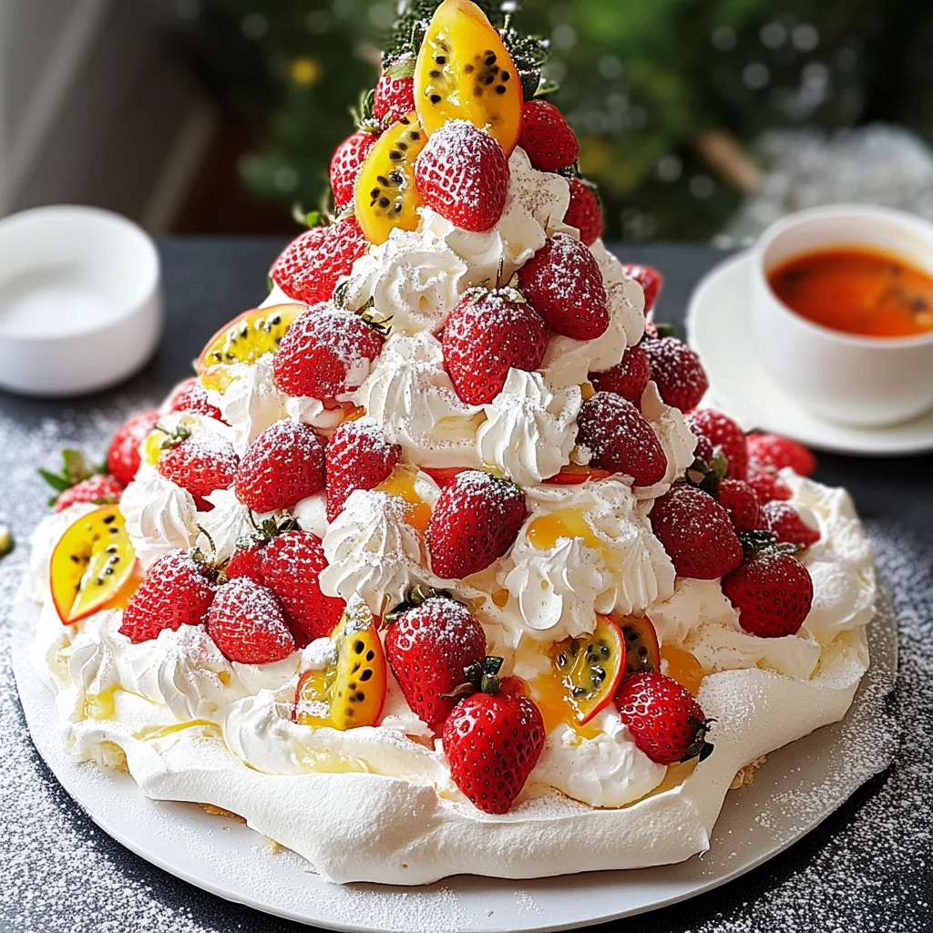 Festive Pavlova Tree: Strawberries & Passionfruit Magic