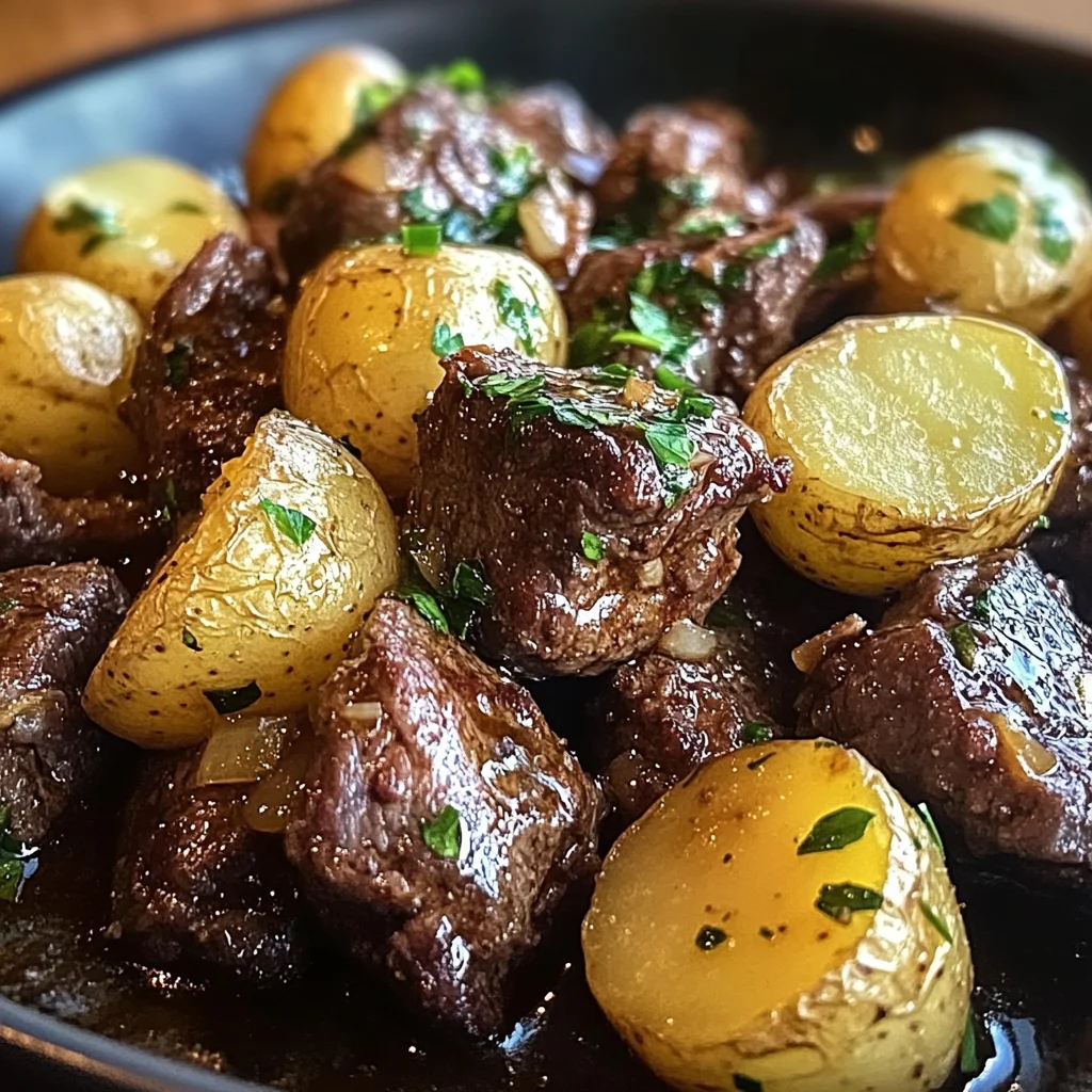 Garlic Butter Beef Bites with Potatoes