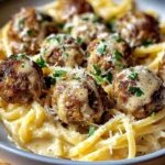 Garlic Butter Meatballs : Creamy Linguine Delight