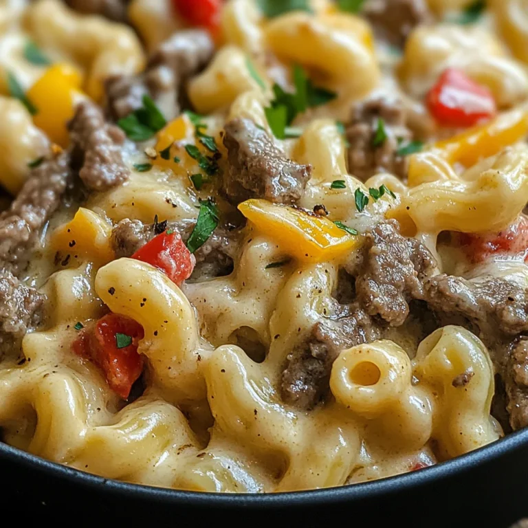 High-Protein Creamy Philly Cheesesteak Mac & Cheese