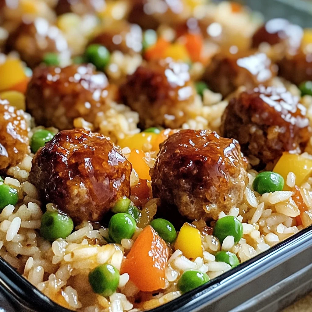 Honey Garlic Meatball & Rice Bake