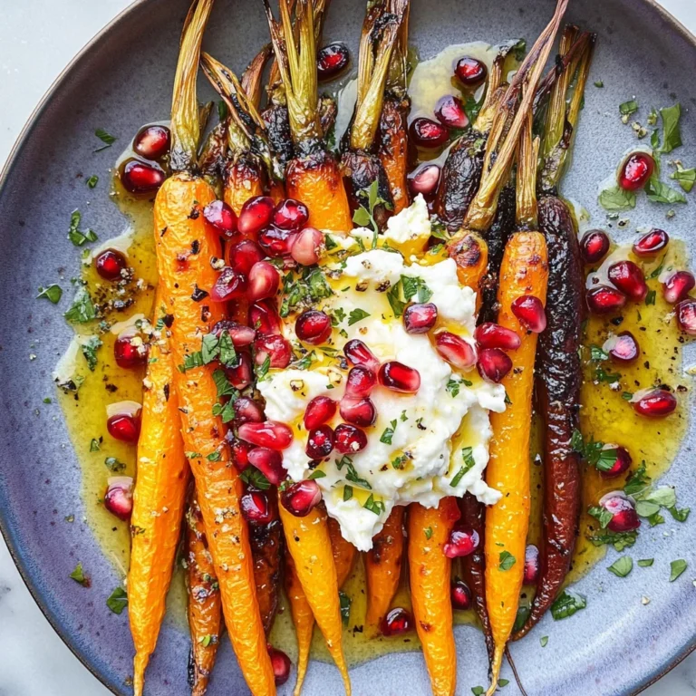 Honey Roasted Rainbow Carrots with Burrata and Pomegranate