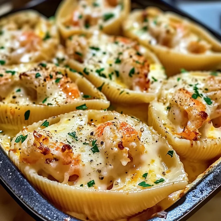 Seafood Stuffed Jumbo Shells with Creamy Cheese Sauce