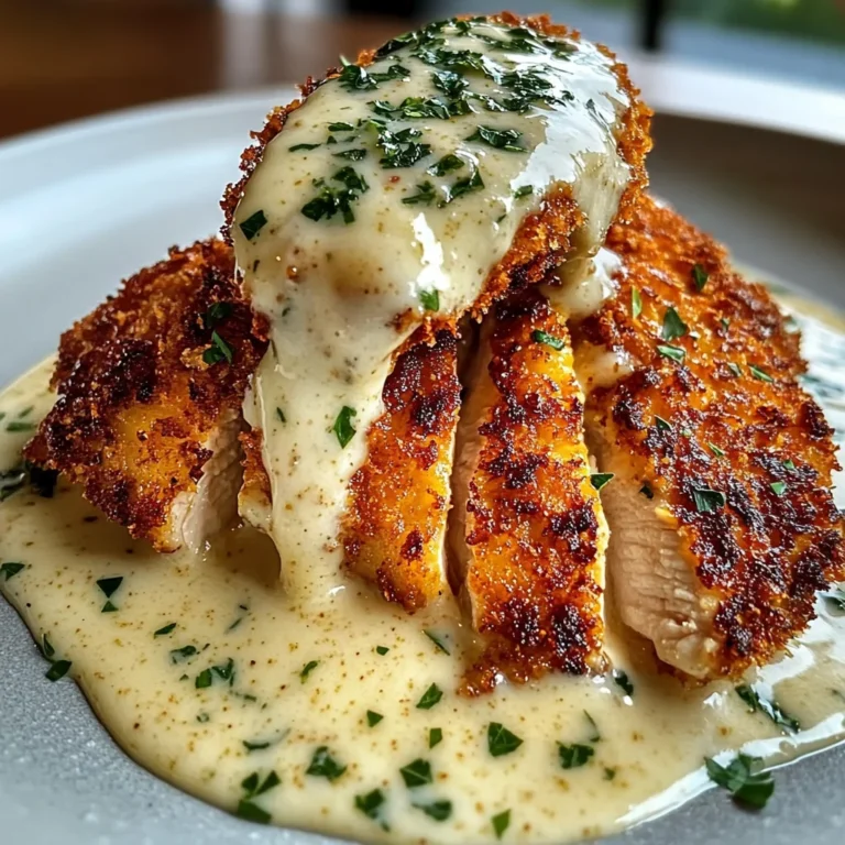 Creamy Parmesan Crusted Chicken with Garlic Sauce
