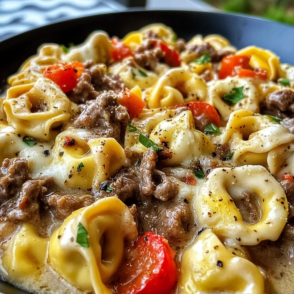 Crock Pot Cheesesteak Tortellini