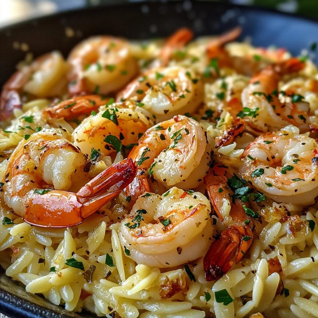 Lemon Garlic Shrimp Orzo