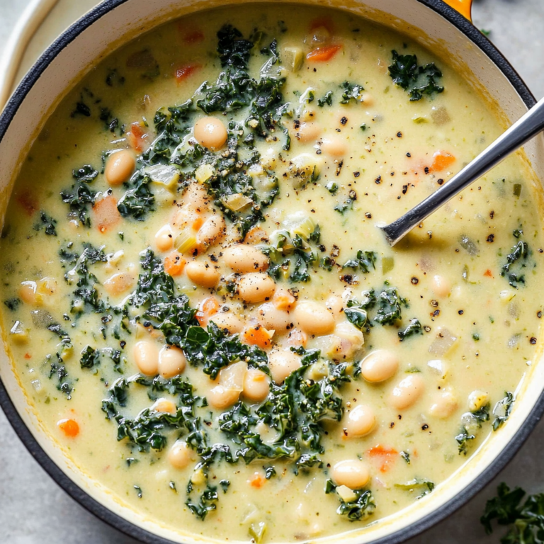 Delicious White Bean and Kale Soup with Cashew Cream