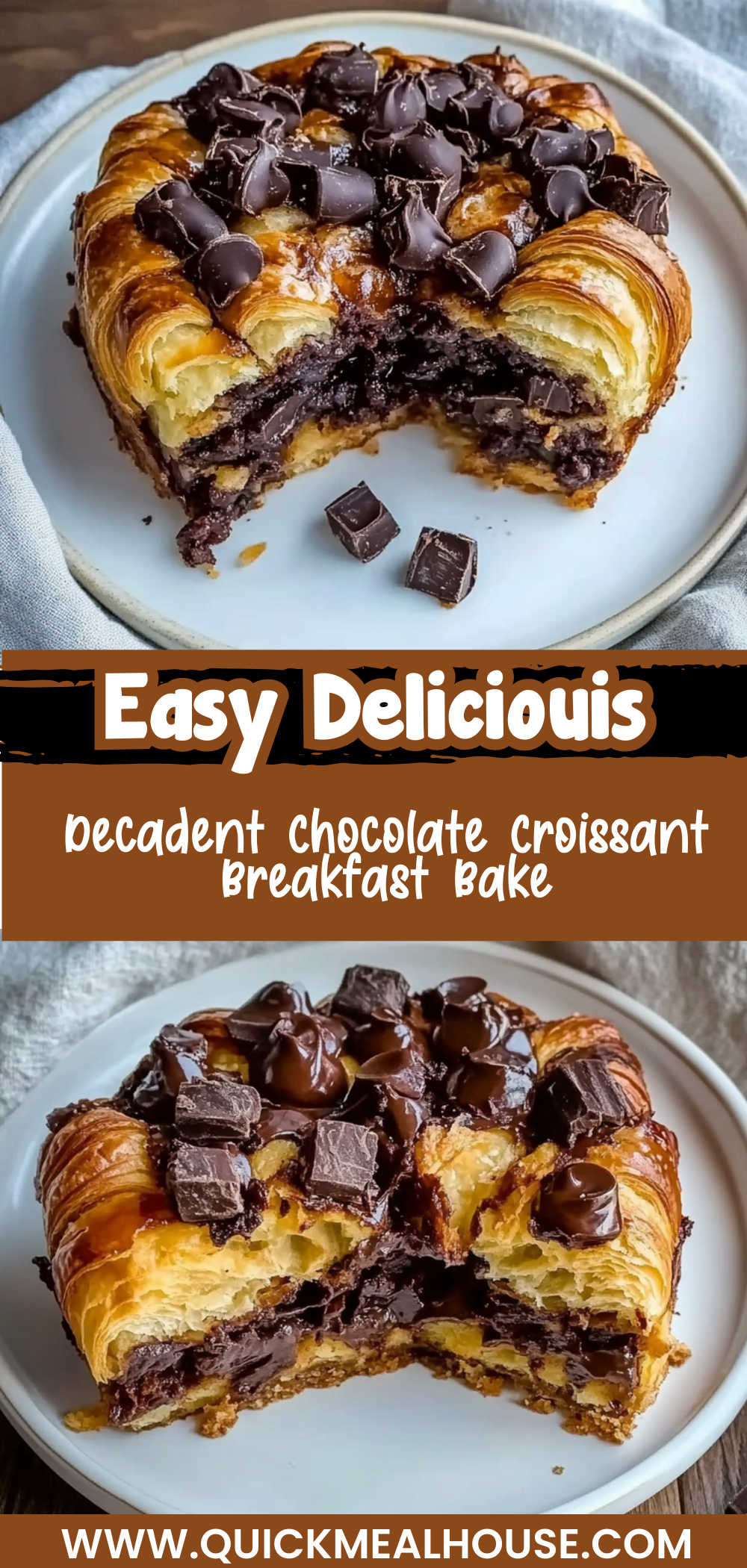 Decadent Chocolate Croissant Breakfast Bake