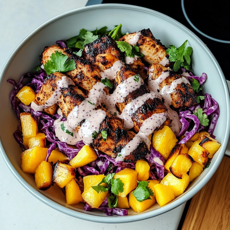 Flavorful Jerk Chicken & Mango Slaw Bowls with Honey Lime…