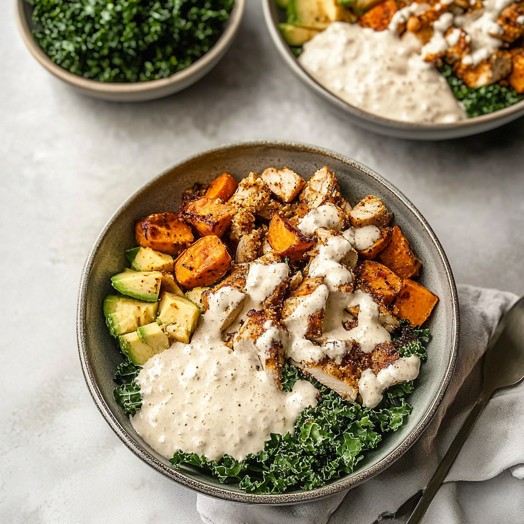 Flavor-Packed Roasted Chicken, Sweet Potato, and Kale Bowls