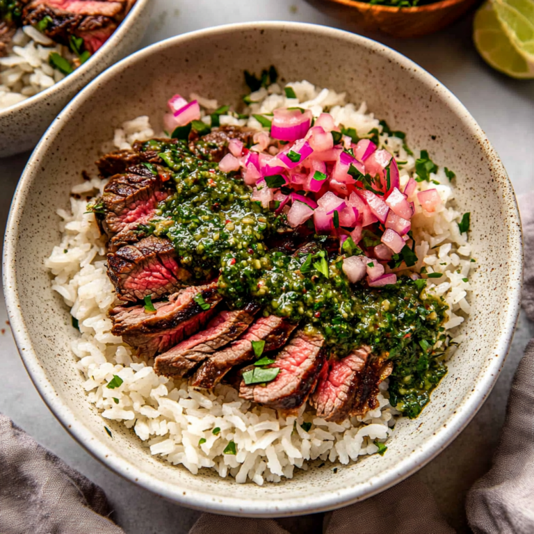 Irresistible Skirt Steak Rice Bowls with Chimichurri Sauce