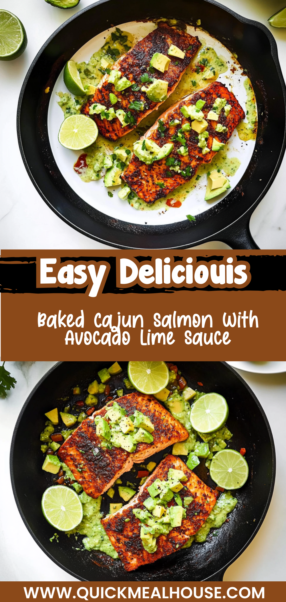 Baked Cajun Salmon With Avocado Lime Sauce