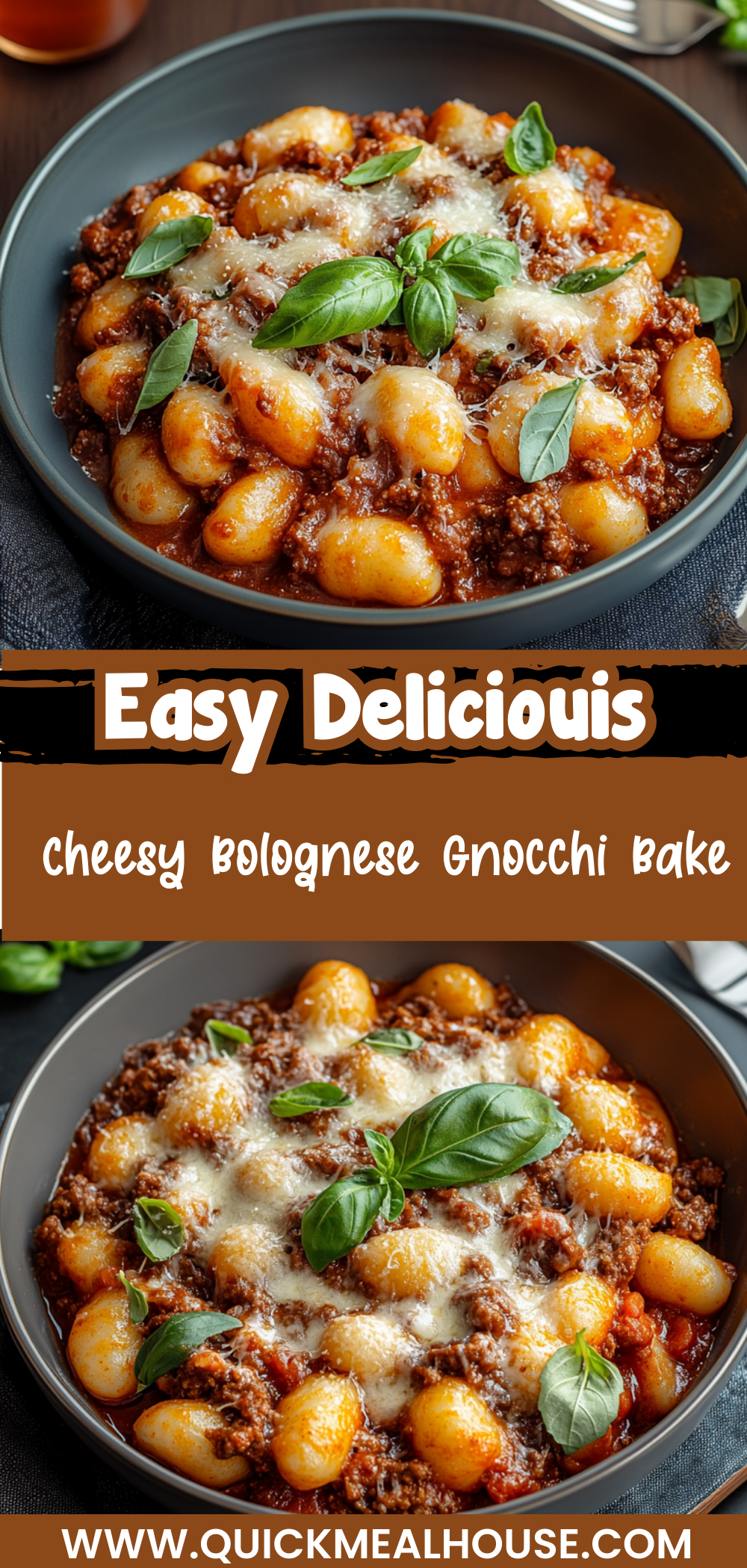 Cheesy Bolognese Gnocchi Bake