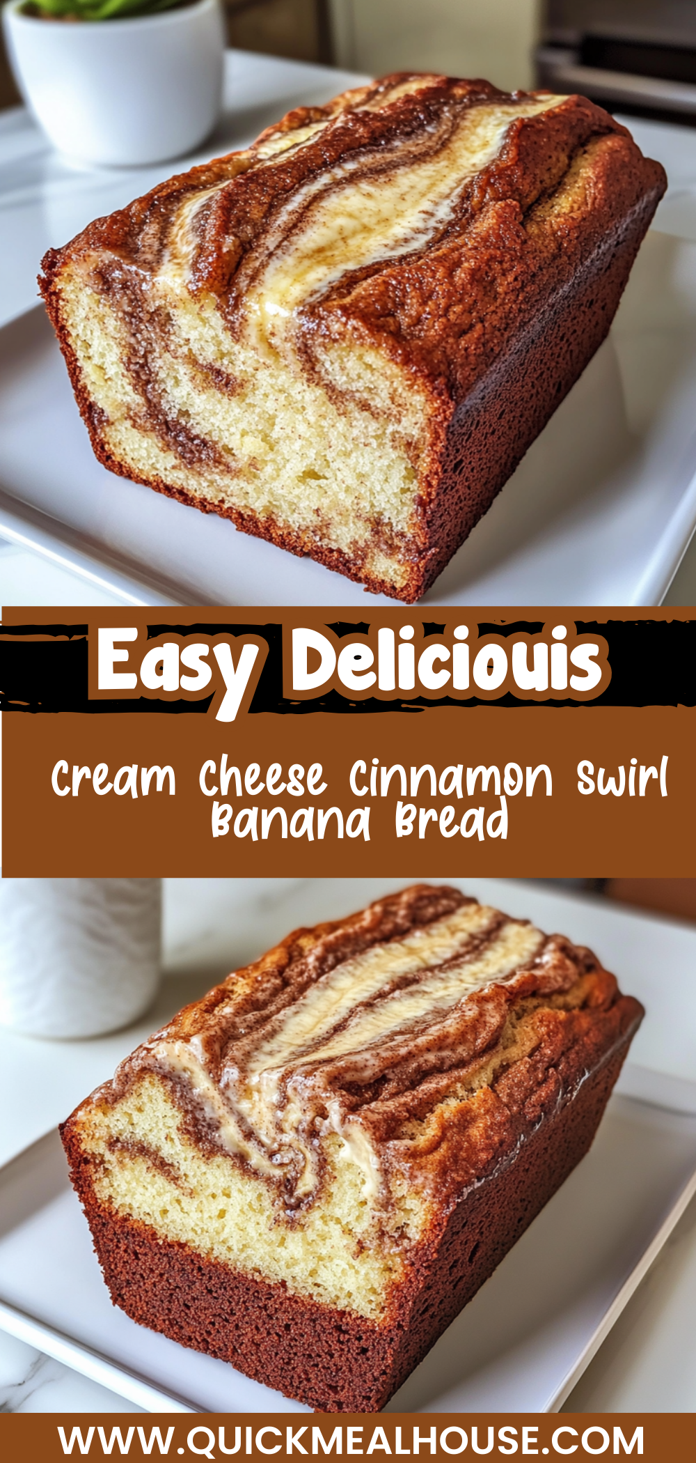 Cream Cheese Cinnamon Swirl Banana Bread