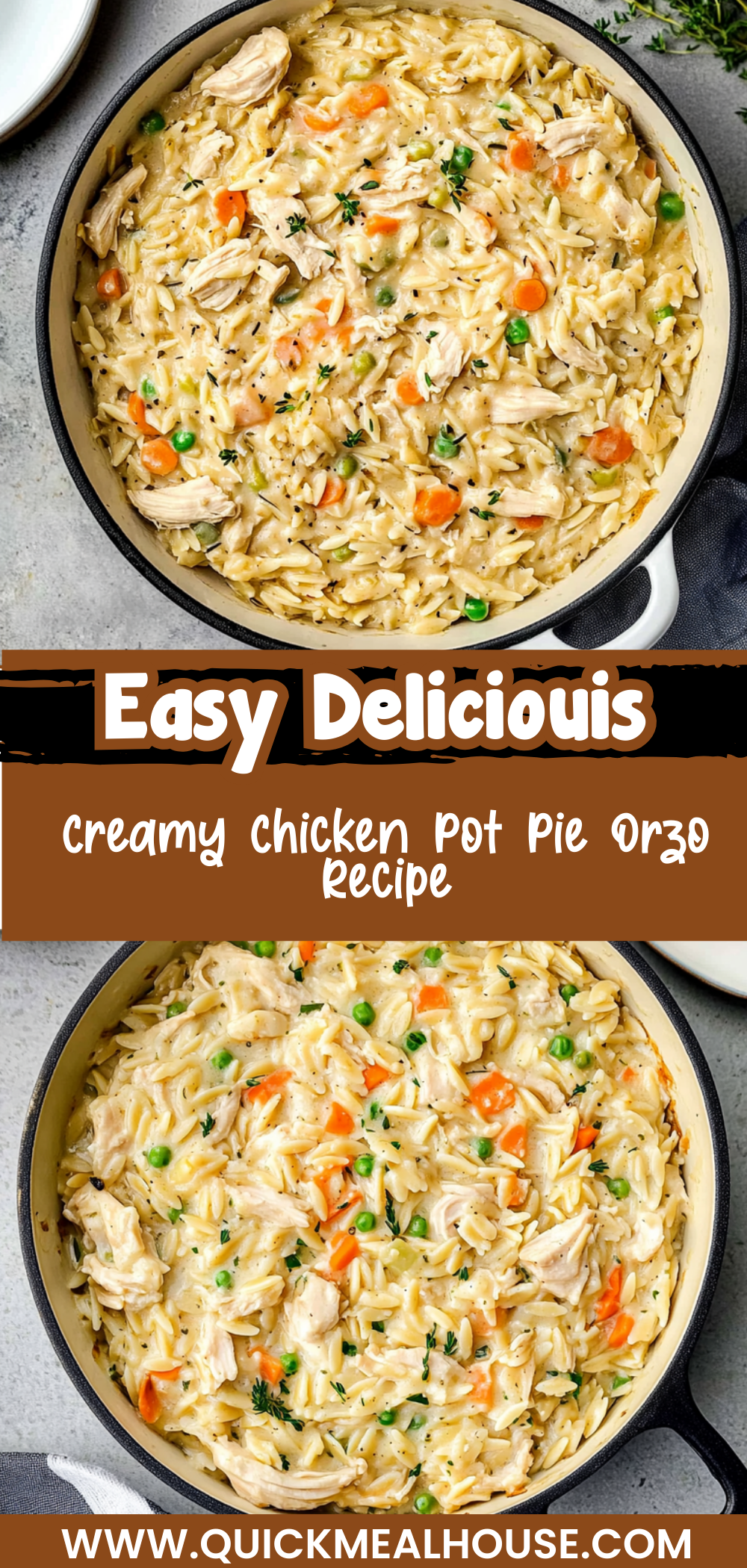 Creamy Chicken Pot Pie Orzo Recipe