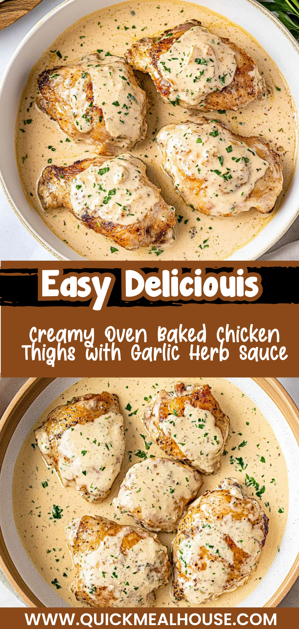 Creamy Oven Baked Chicken Thighs