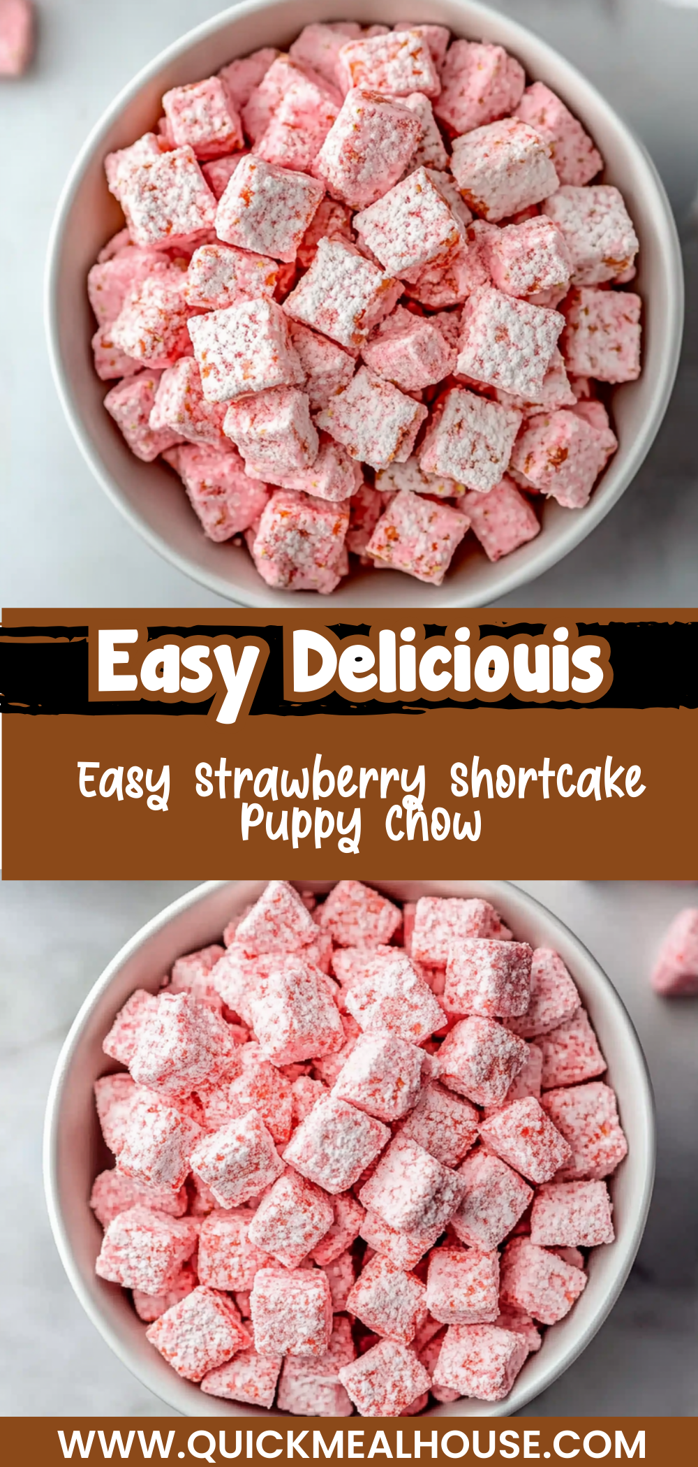 Easy Strawberry Shortcake Puppy Chow