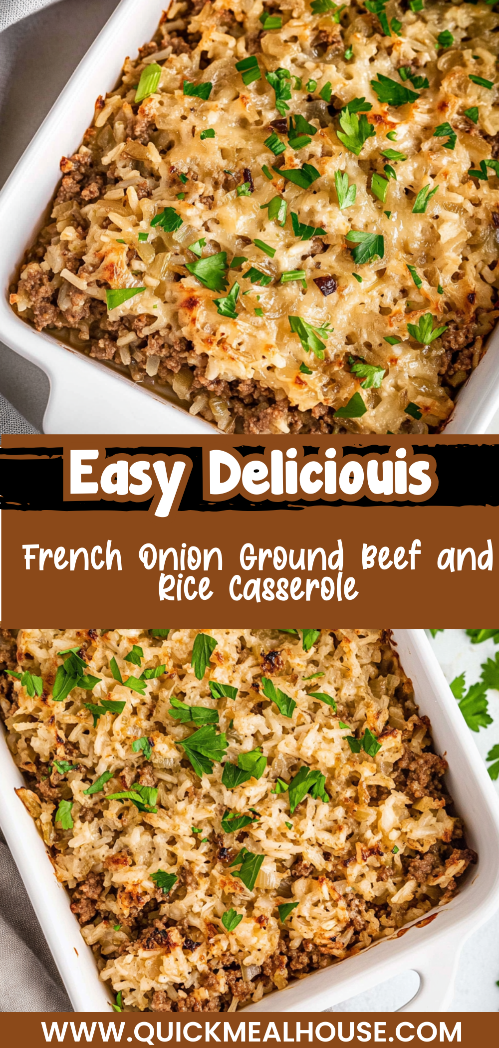 French Onion Ground Beef and Rice Casserole