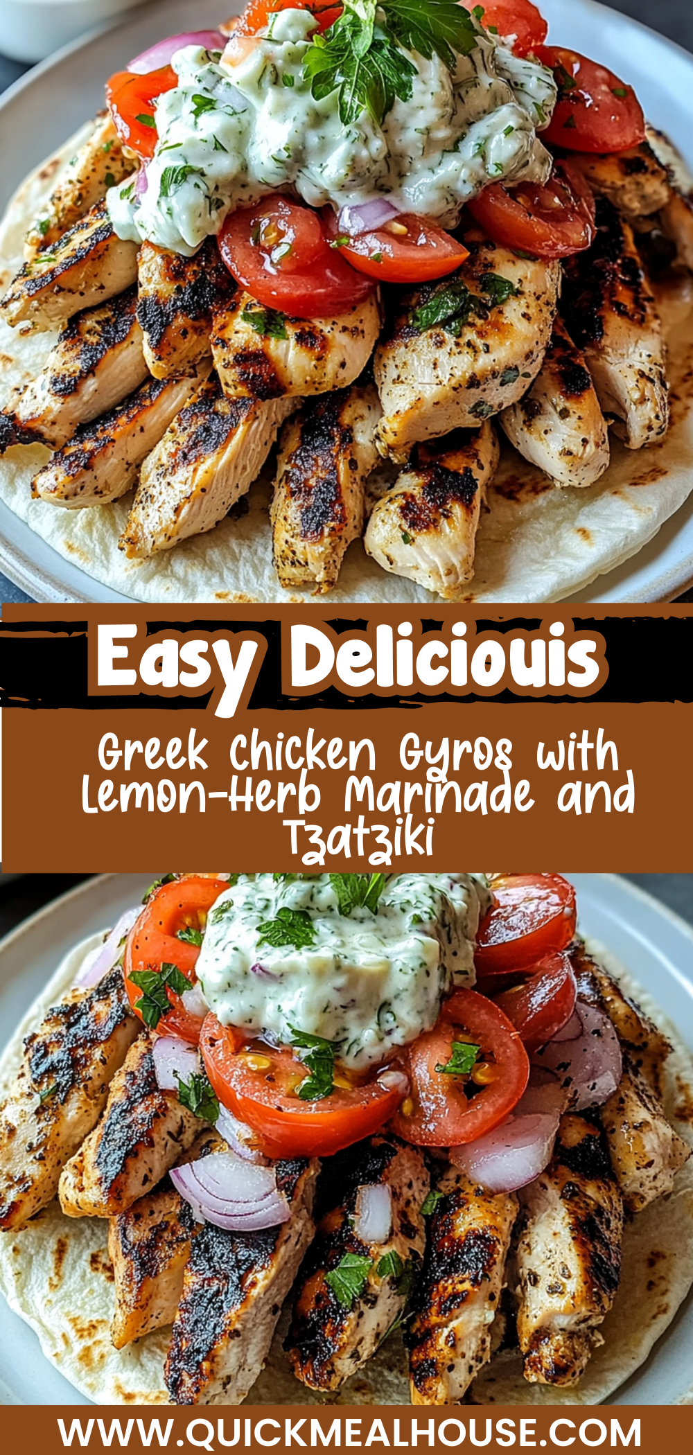 Greek Chicken Gyros with Lemon-Herb Marinade and Tzatziki