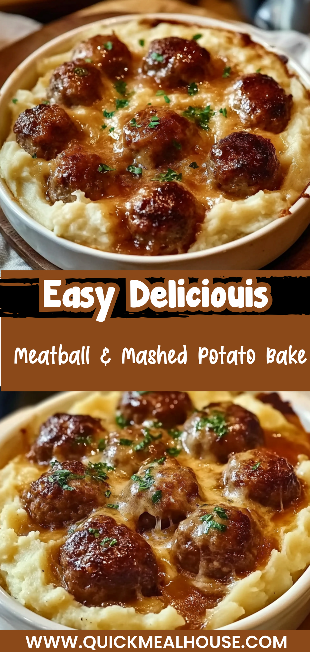 Meatball & Mashed Potato Bake