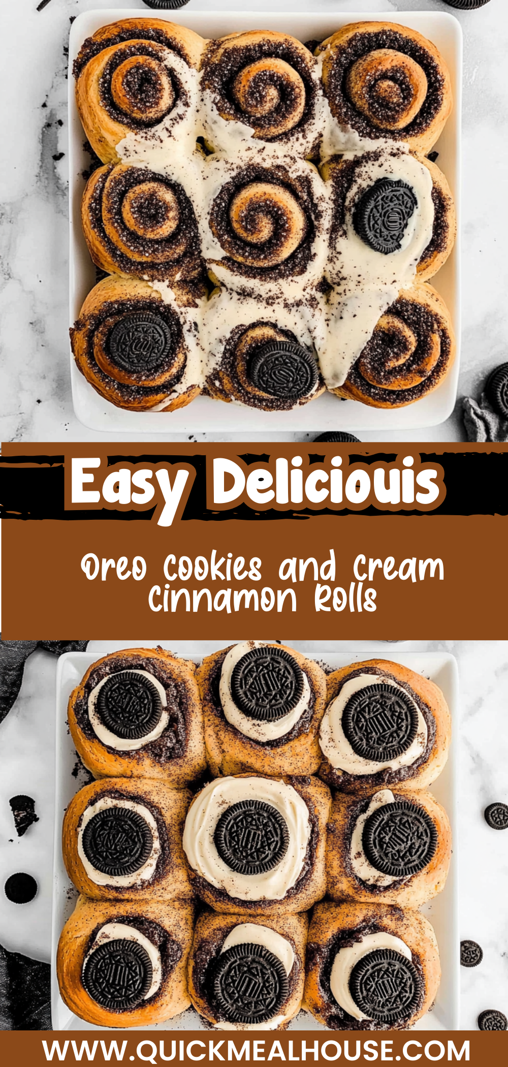 Oreo Cookies and Cream Cinnamon Rolls