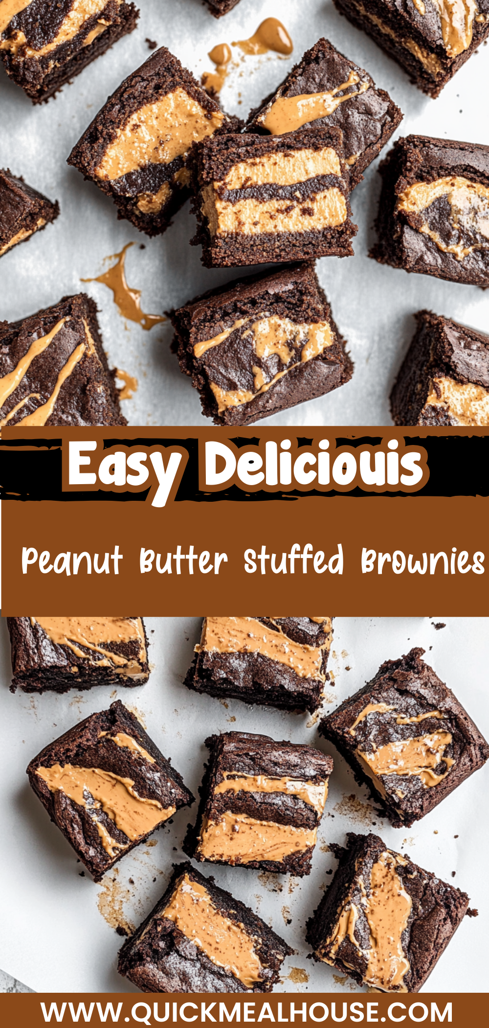 Peanut Butter Stuffed Brownies