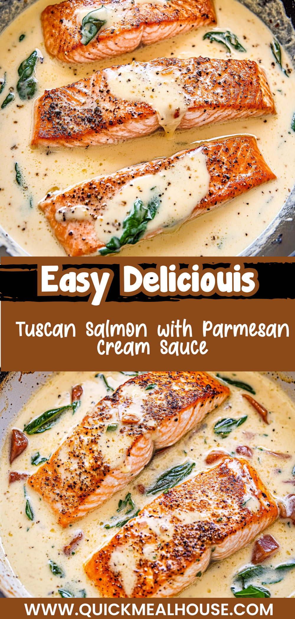 Tuscan Salmon with Parmesan Cream Sauce