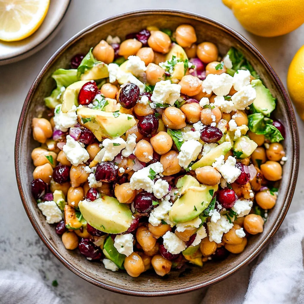 Feta & Cranberry Chickpeas with Zesty Lemon Vinaigrette