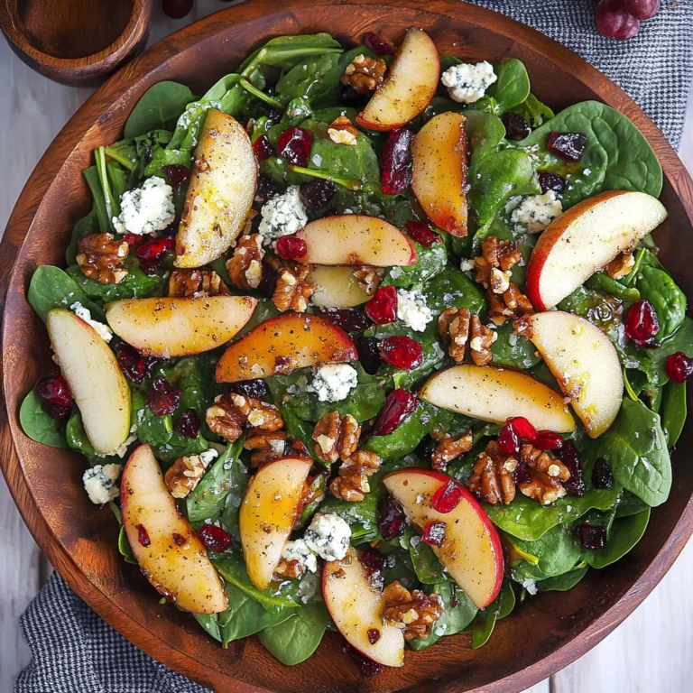 A winter salad: Cozy Spinach, Apple, Gorgonzola Delight
